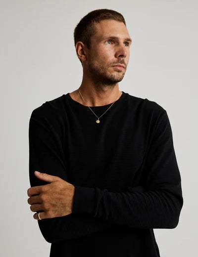 MR SIMPLE Smith LS Waffle Tee black