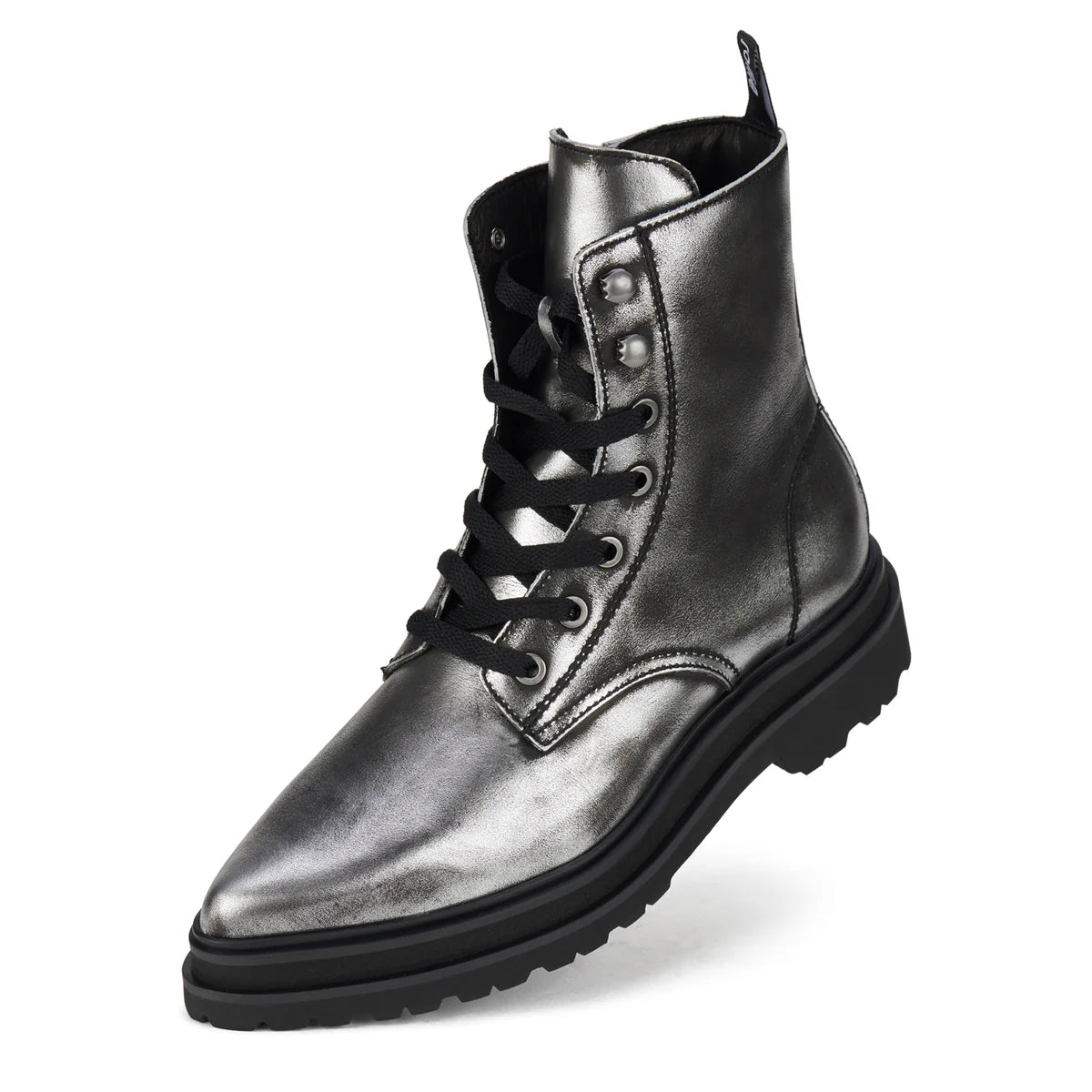 ROLLIE Pointed Sidezip Brushed Silver Boots