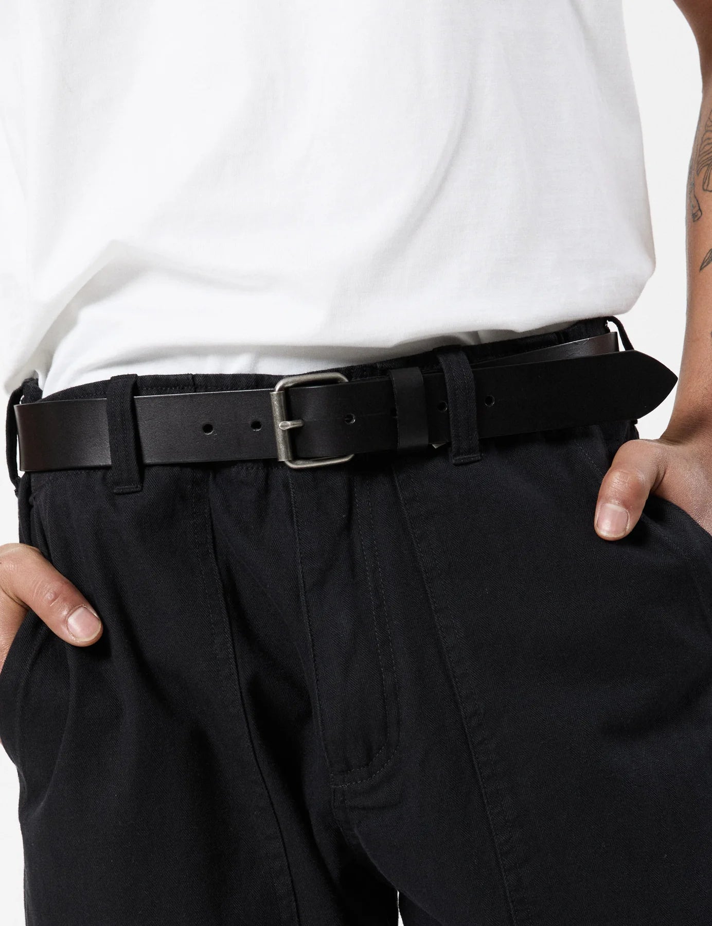 MR SIMPLE Simple Leather Belt black