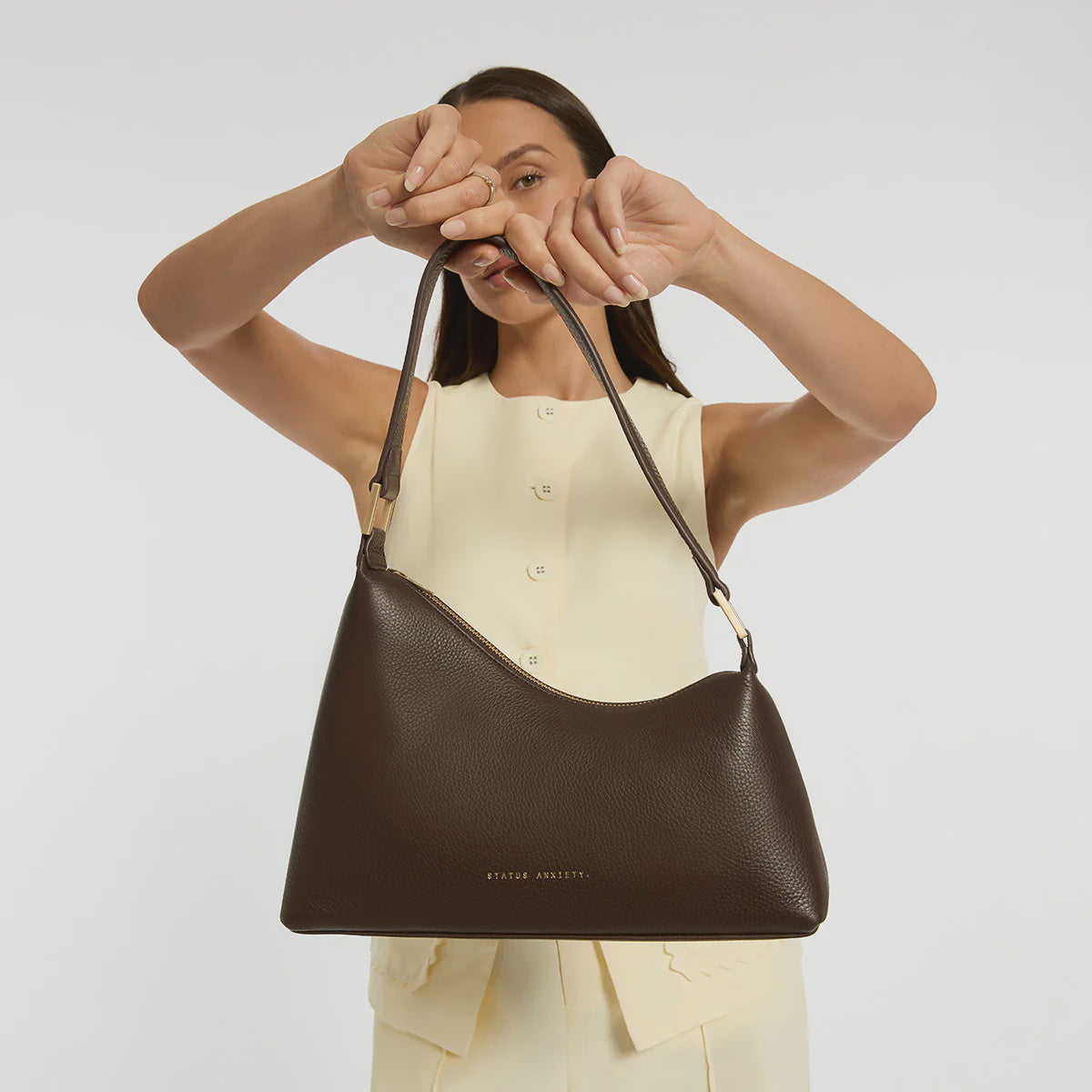 STATUS ANXIETY Reverie Bag cocoa brushed gold