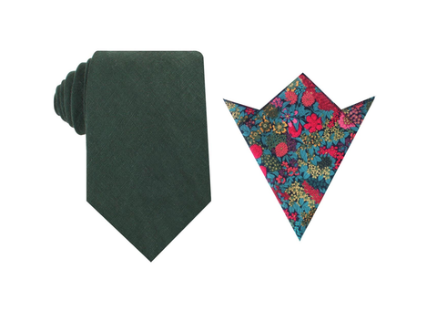 OTAA Dusty Emerald Green Linen Tie Set