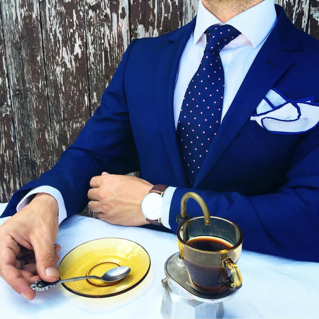 OTAA Navy Blue With Pink Polka Tie Set