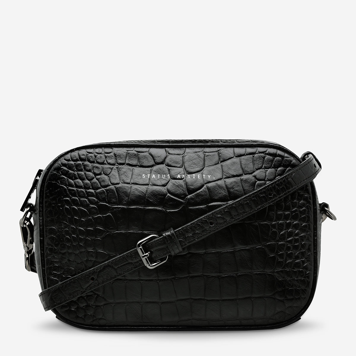 STATUS ANXIETY Plunder Bag black croc emboss