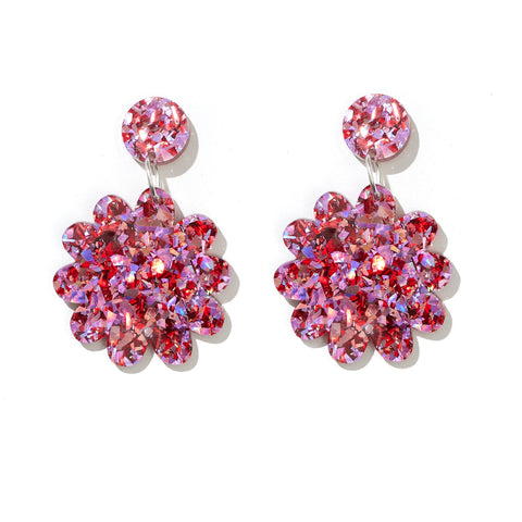 EMELDO DESIGN Blossom Earrings pink red glitter
