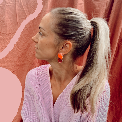 EMELDO DESIGN Lena Earrings pink, neon red and pink mirror