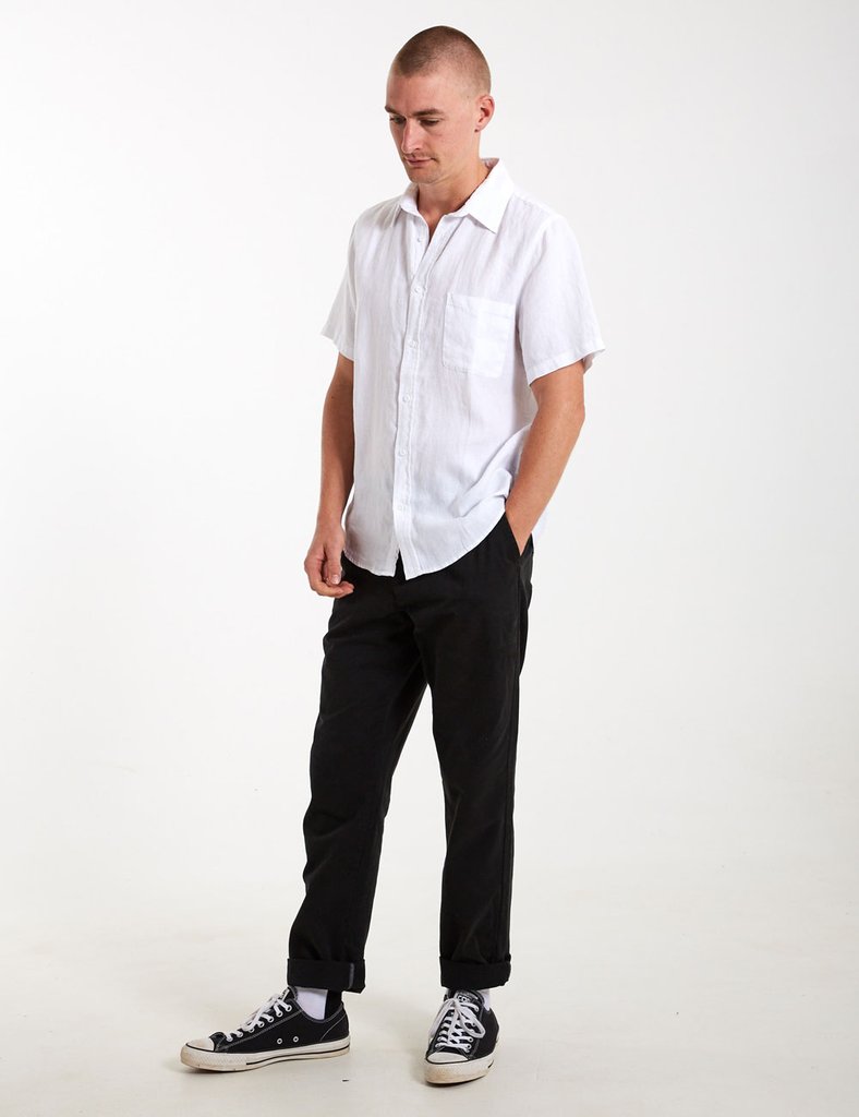 MR SIMPLE Linen Short Sleeve Shirt white
