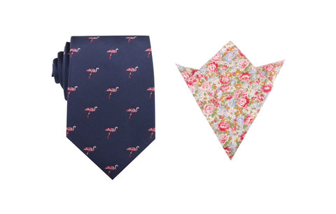 OTAA Navy Flamingo Tie Set