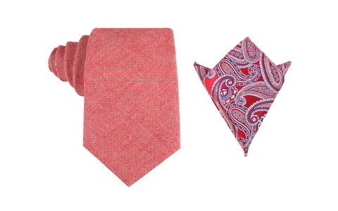 OTAA Blush Red Linen Tie Set