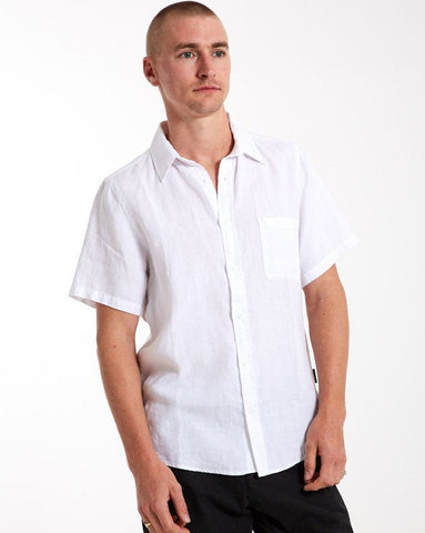 MR SIMPLE Linen Short Sleeve Shirt white