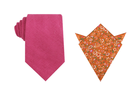 OTAA Begonia Hot Pink Linen Tie Set