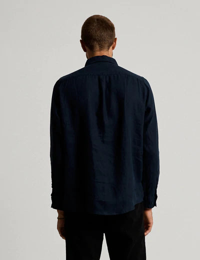 MR SIMPLE Linen Long Sleeve Shirt navy