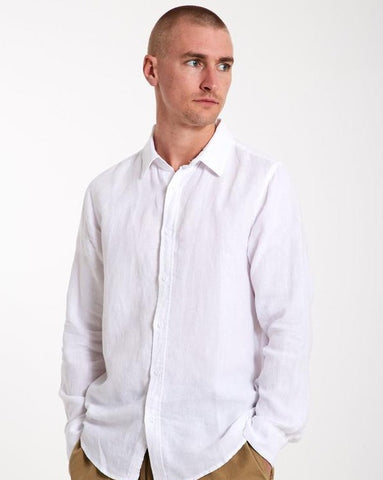 MR SIMPLE Linen Long Sleeve Shirt white