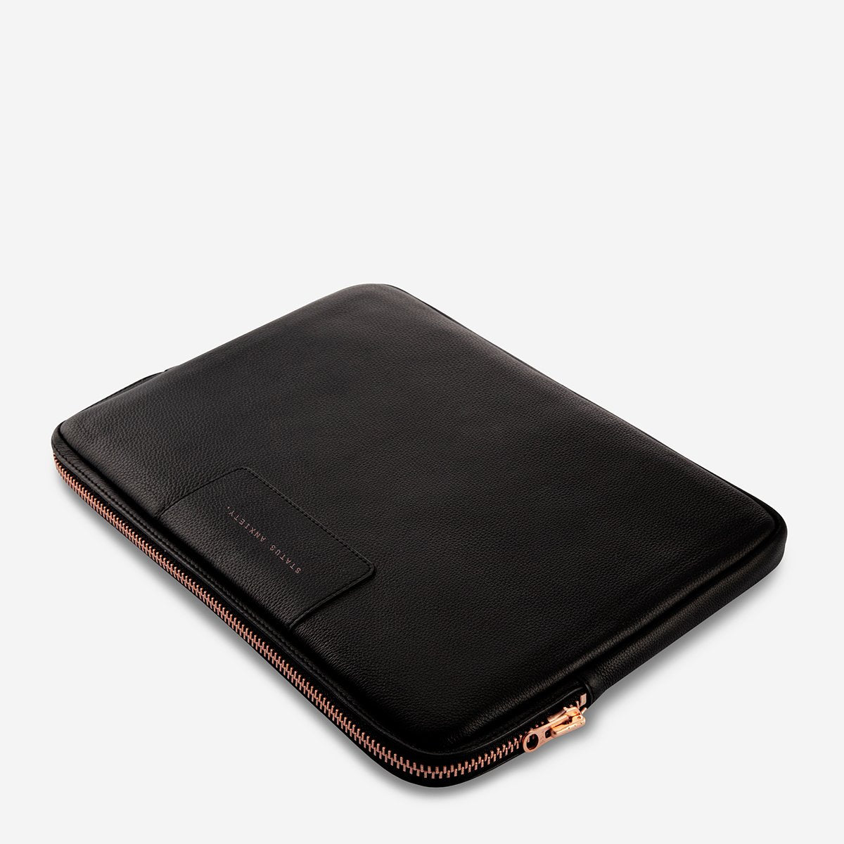 STATUS ANXIETY Before I Leave Laptop Case Black Rose Gold